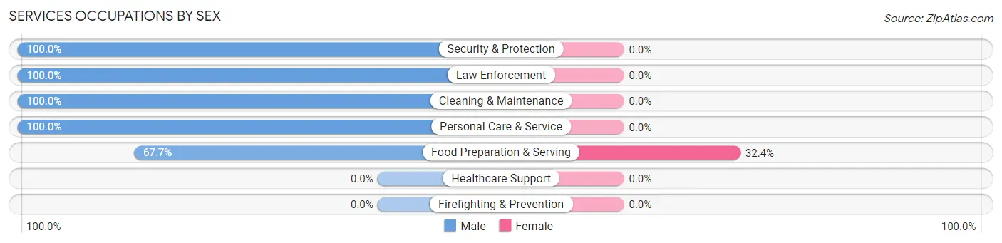 Services Occupations by Sex in Zip Code 65644