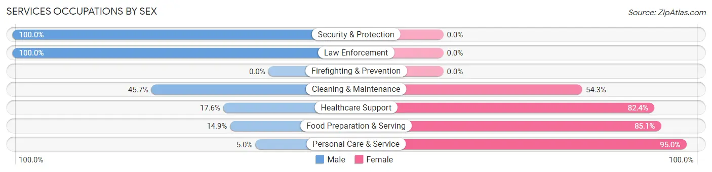 Services Occupations by Sex in Zip Code 65656