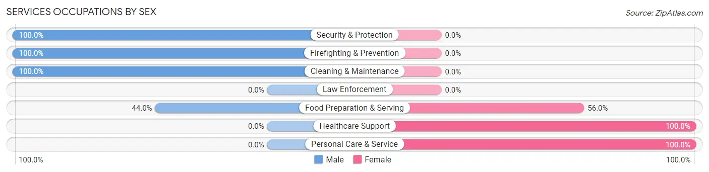 Services Occupations by Sex in Zip Code 65658