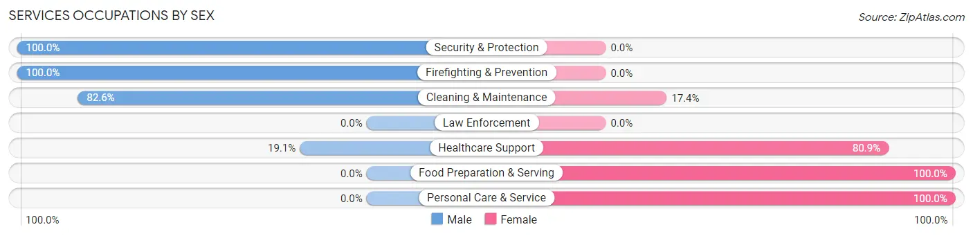 Services Occupations by Sex in Zip Code 65661