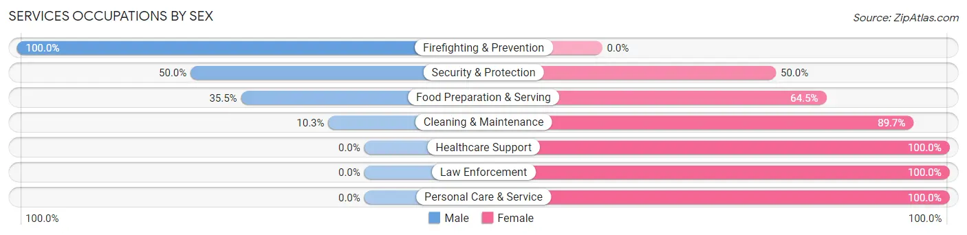 Services Occupations by Sex in Zip Code 65663