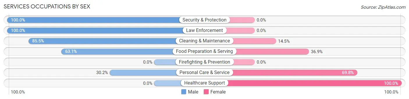Services Occupations by Sex in Zip Code 65672