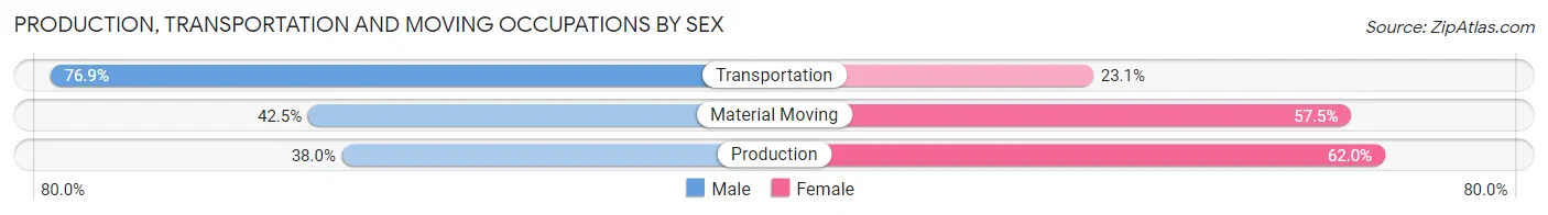 Production, Transportation and Moving Occupations by Sex in Zip Code 65674