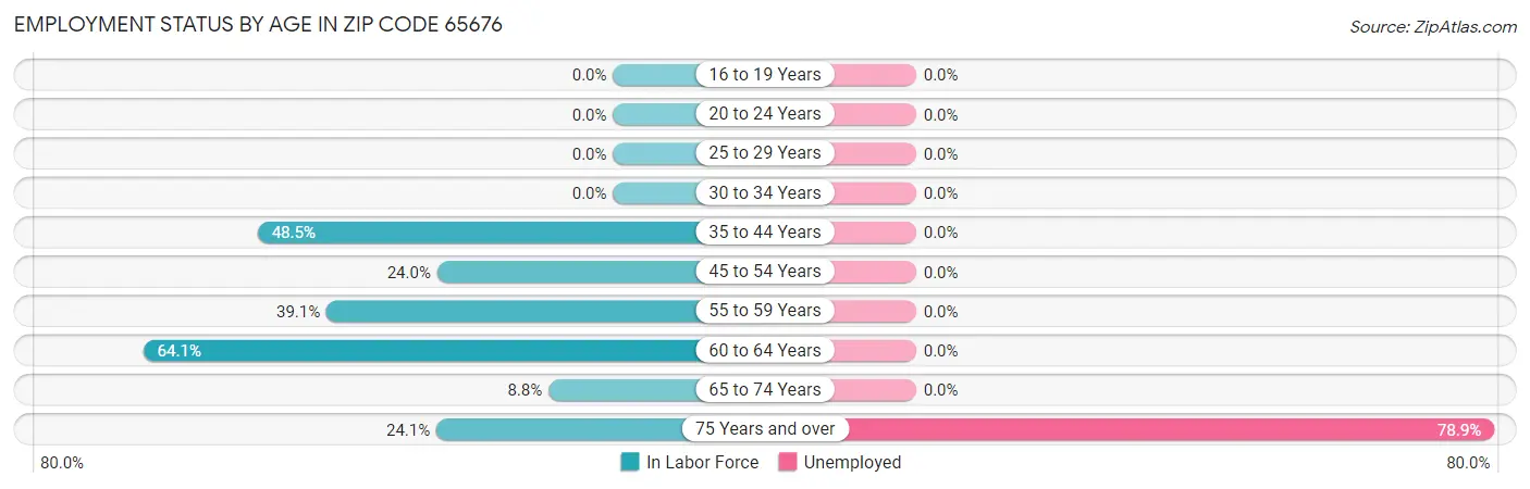 Employment Status by Age in Zip Code 65676