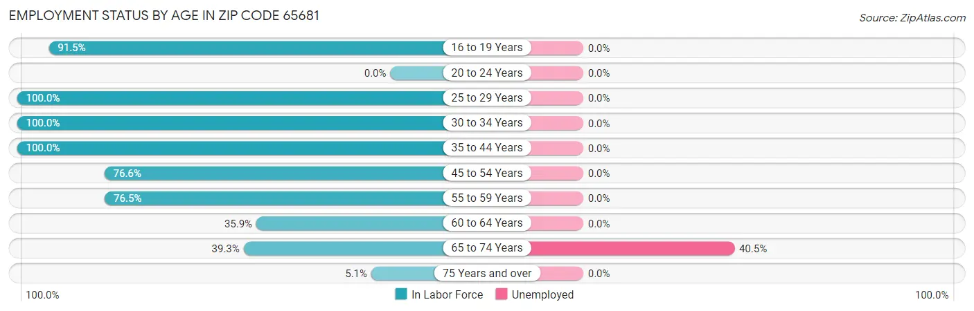 Employment Status by Age in Zip Code 65681