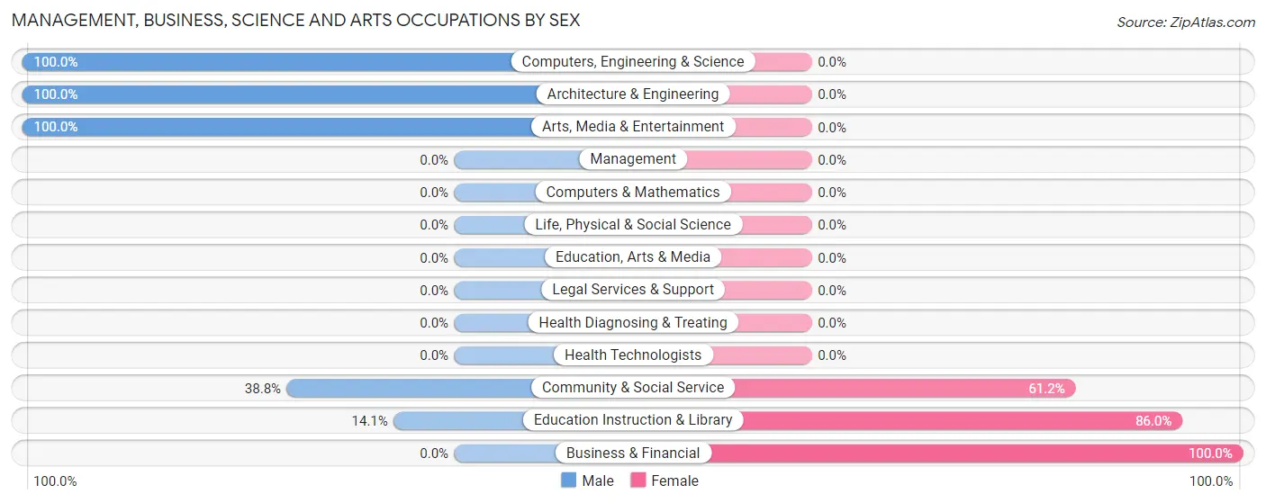 Management, Business, Science and Arts Occupations by Sex in Zip Code 65681