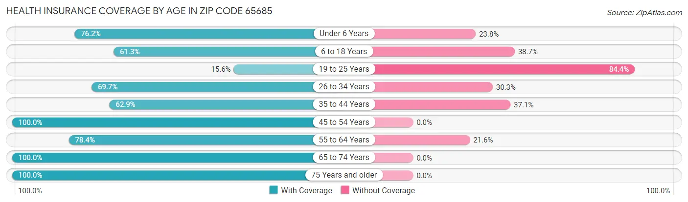Health Insurance Coverage by Age in Zip Code 65685