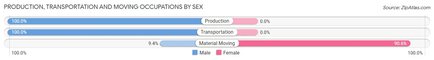Production, Transportation and Moving Occupations by Sex in Zip Code 65685