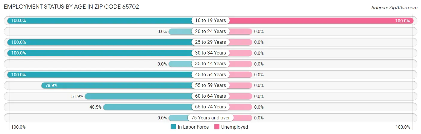 Employment Status by Age in Zip Code 65702