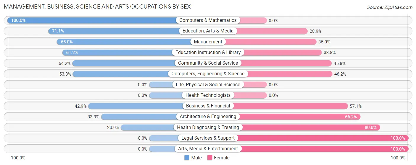 Management, Business, Science and Arts Occupations by Sex in Zip Code 65704