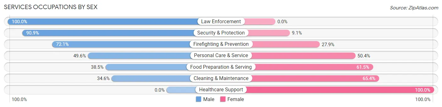 Services Occupations by Sex in Zip Code 65706