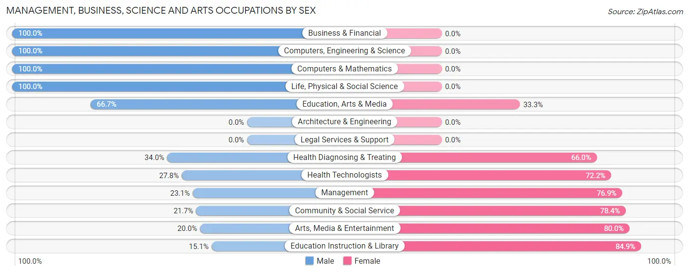 Management, Business, Science and Arts Occupations by Sex in Zip Code 65707