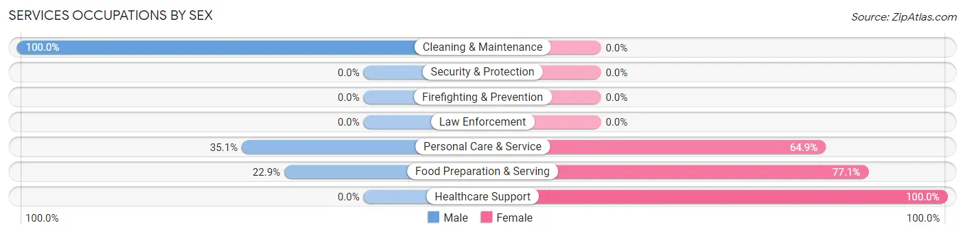 Services Occupations by Sex in Zip Code 65707
