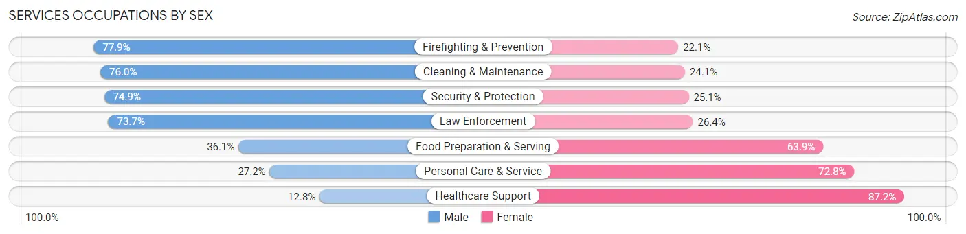Services Occupations by Sex in Zip Code 65721