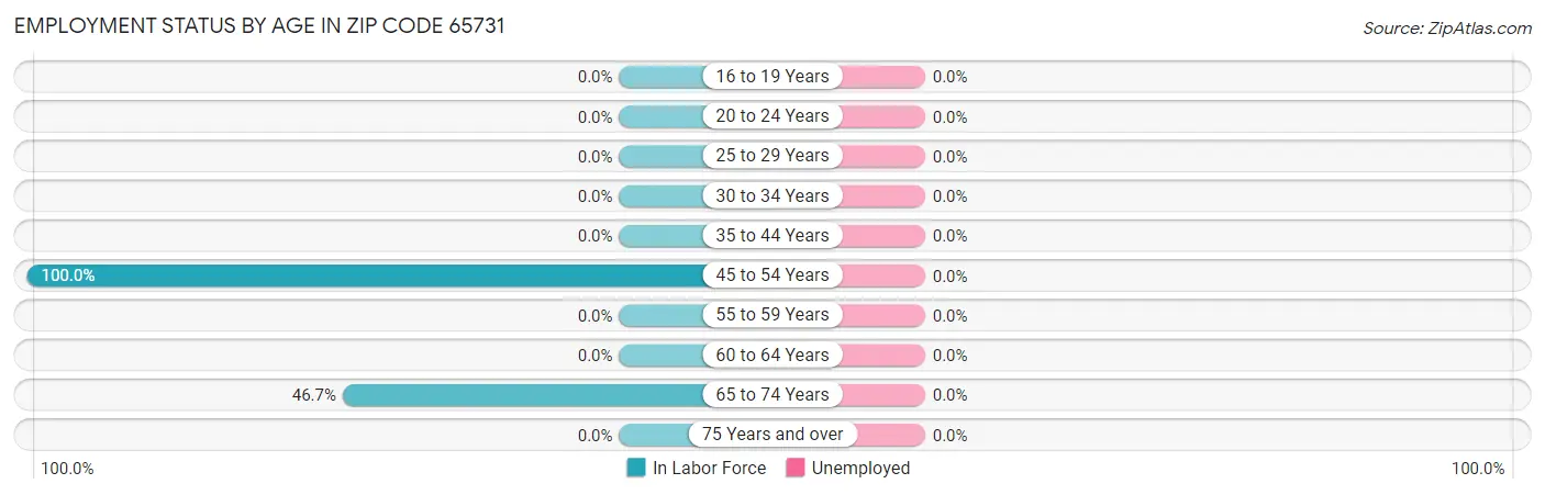 Employment Status by Age in Zip Code 65731