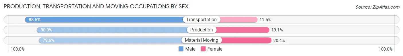 Production, Transportation and Moving Occupations by Sex in Zip Code 65753