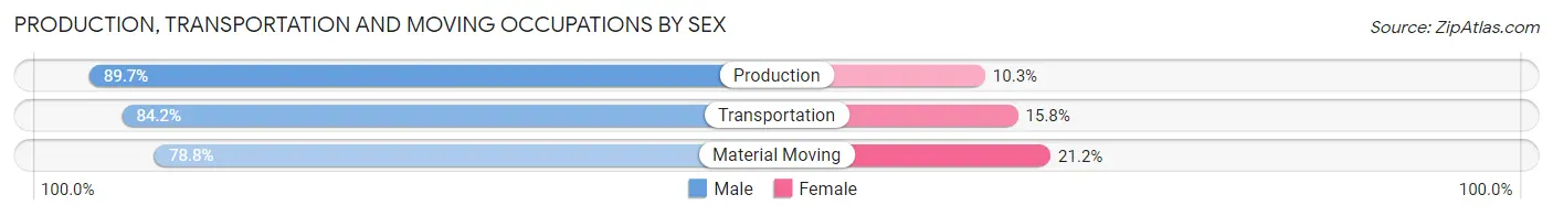 Production, Transportation and Moving Occupations by Sex in Zip Code 65770