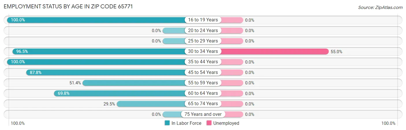 Employment Status by Age in Zip Code 65771