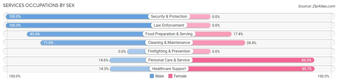 Services Occupations by Sex in Zip Code 65785