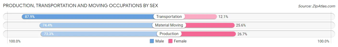 Production, Transportation and Moving Occupations by Sex in Zip Code 65807