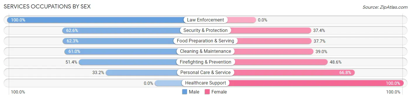 Services Occupations by Sex in Zip Code 65810