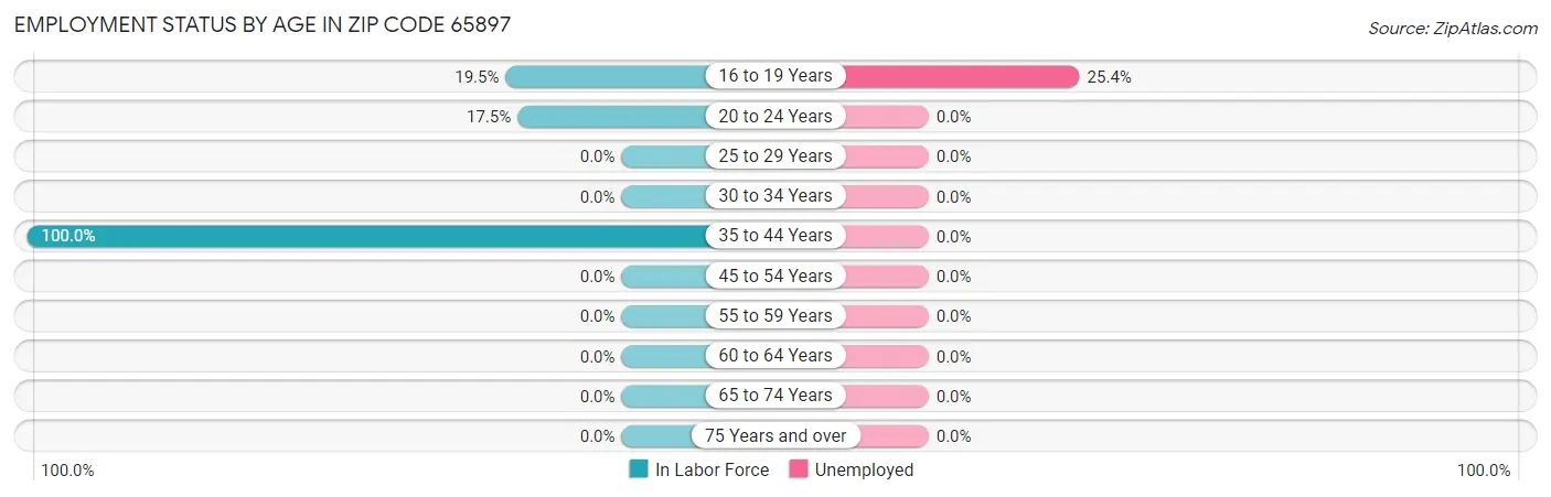 Employment Status by Age in Zip Code 65897