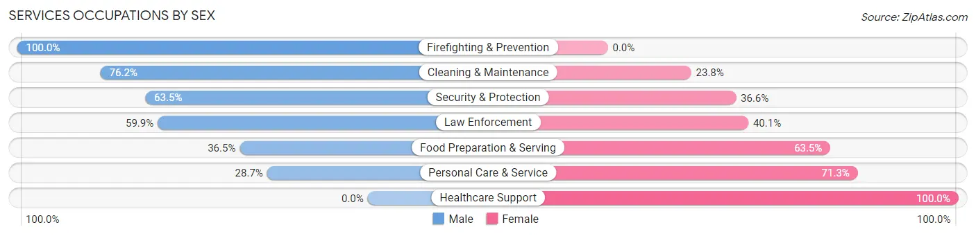 Services Occupations by Sex in Zip Code 66002