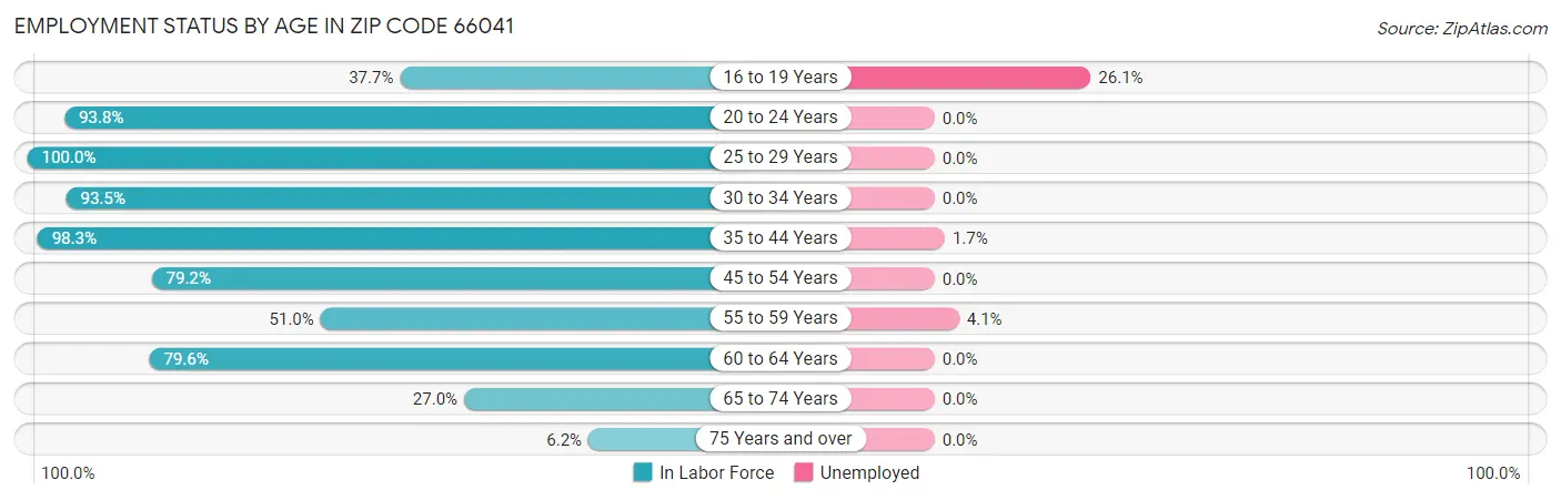 Employment Status by Age in Zip Code 66041
