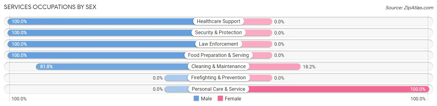 Services Occupations by Sex in Zip Code 66041