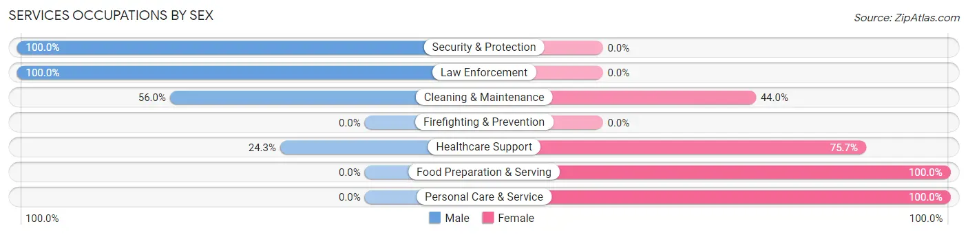 Services Occupations by Sex in Zip Code 66070