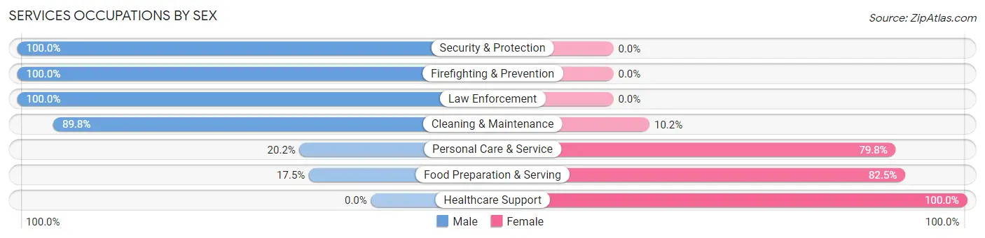 Services Occupations by Sex in Zip Code 66071