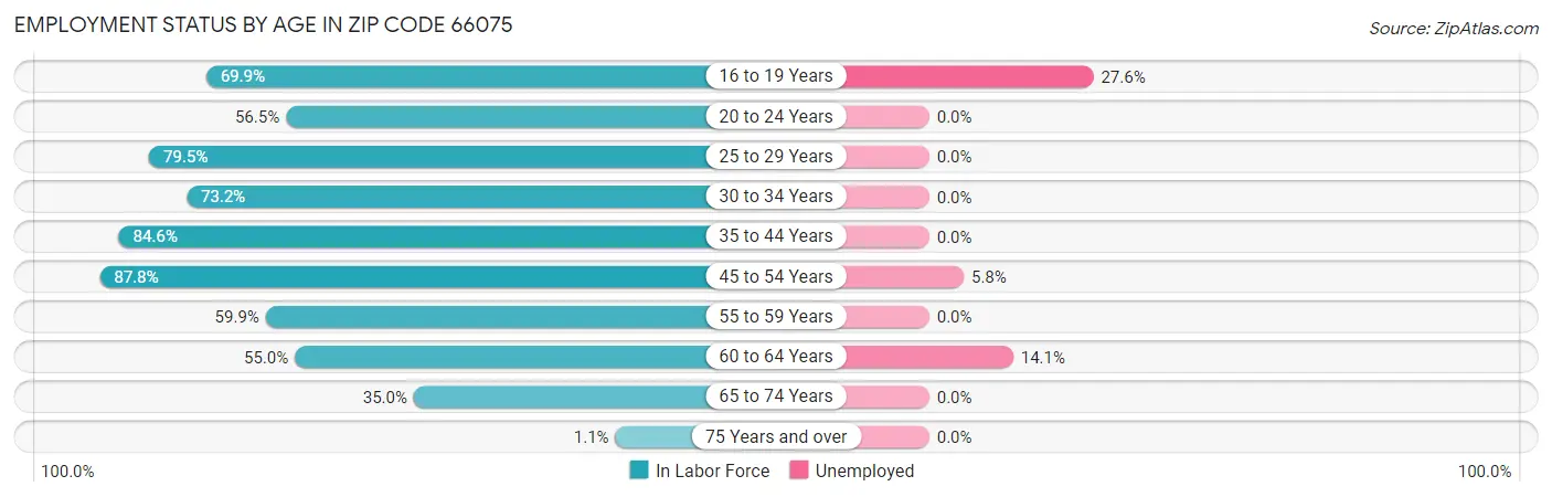 Employment Status by Age in Zip Code 66075