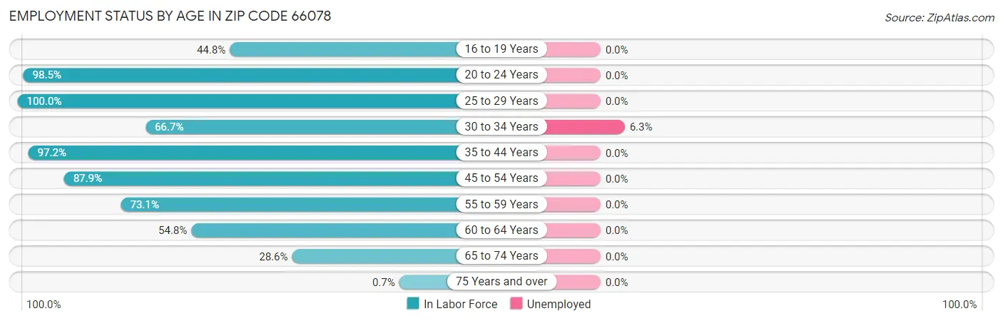 Employment Status by Age in Zip Code 66078