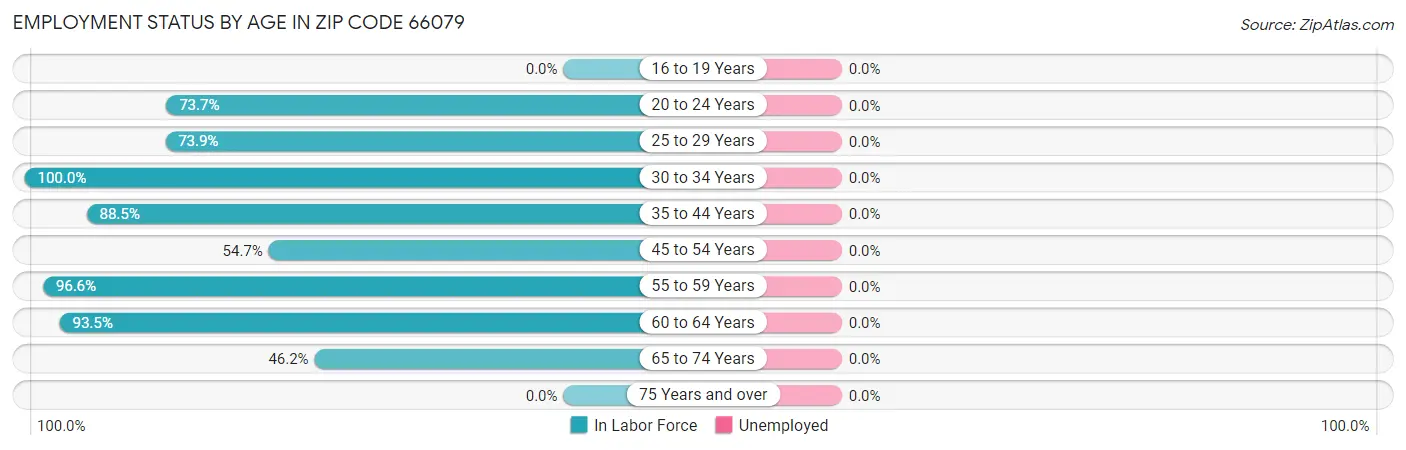 Employment Status by Age in Zip Code 66079
