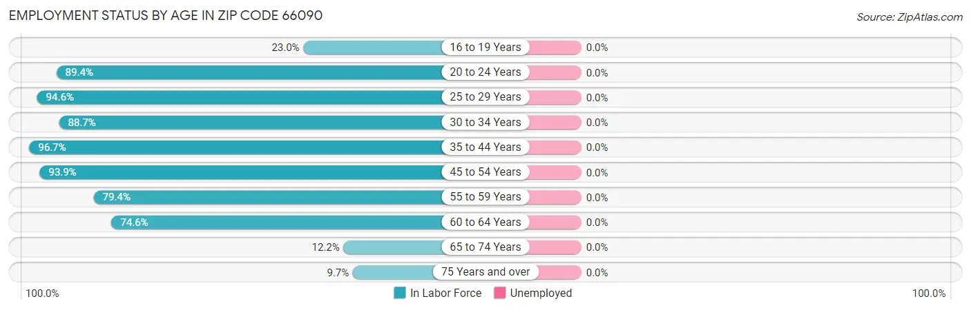 Employment Status by Age in Zip Code 66090