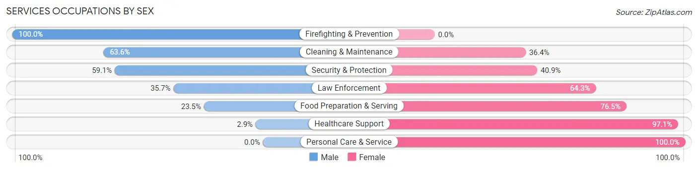 Services Occupations by Sex in Zip Code 66090