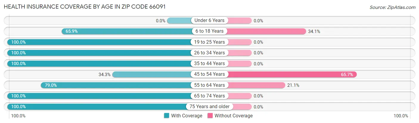 Health Insurance Coverage by Age in Zip Code 66091