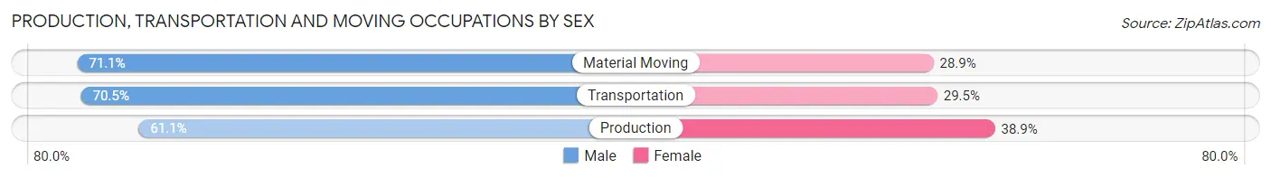 Production, Transportation and Moving Occupations by Sex in Zip Code 66104
