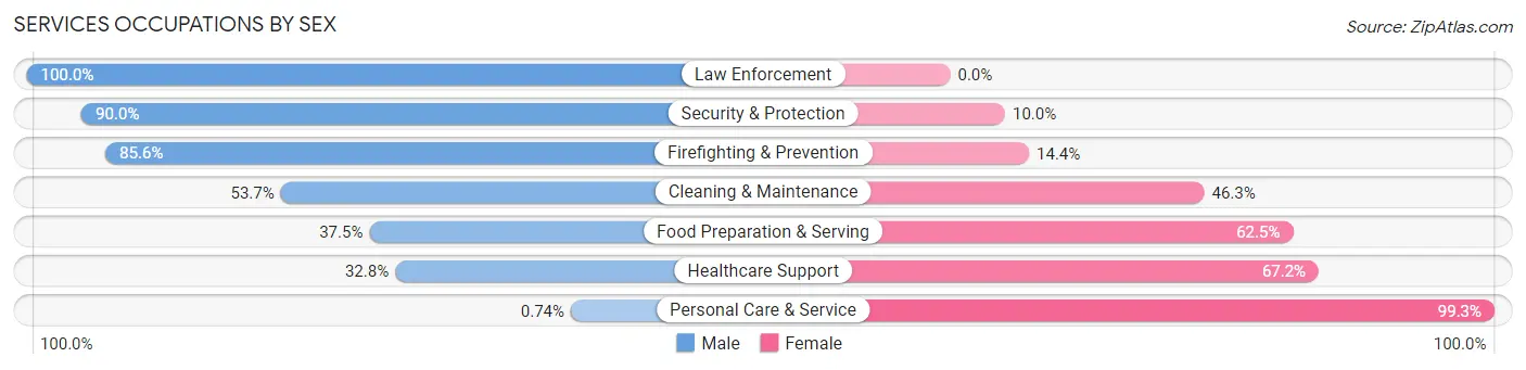 Services Occupations by Sex in Zip Code 66106