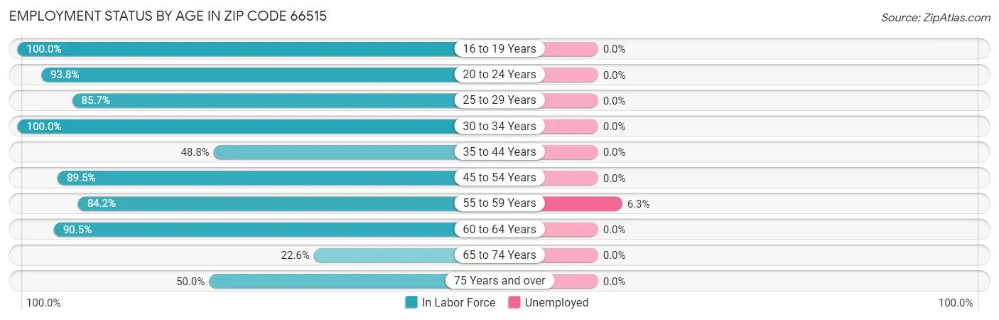Employment Status by Age in Zip Code 66515