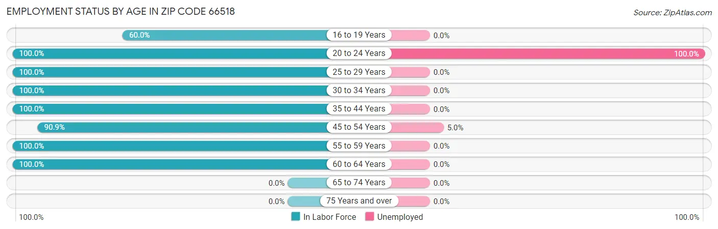 Employment Status by Age in Zip Code 66518