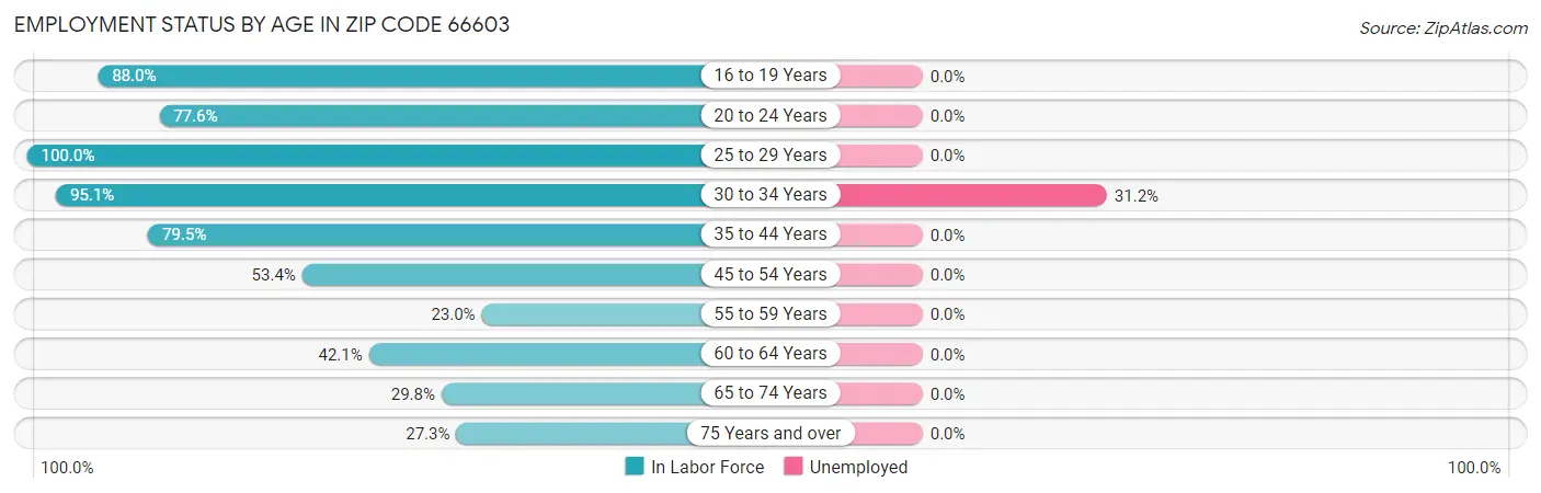 Employment Status by Age in Zip Code 66603