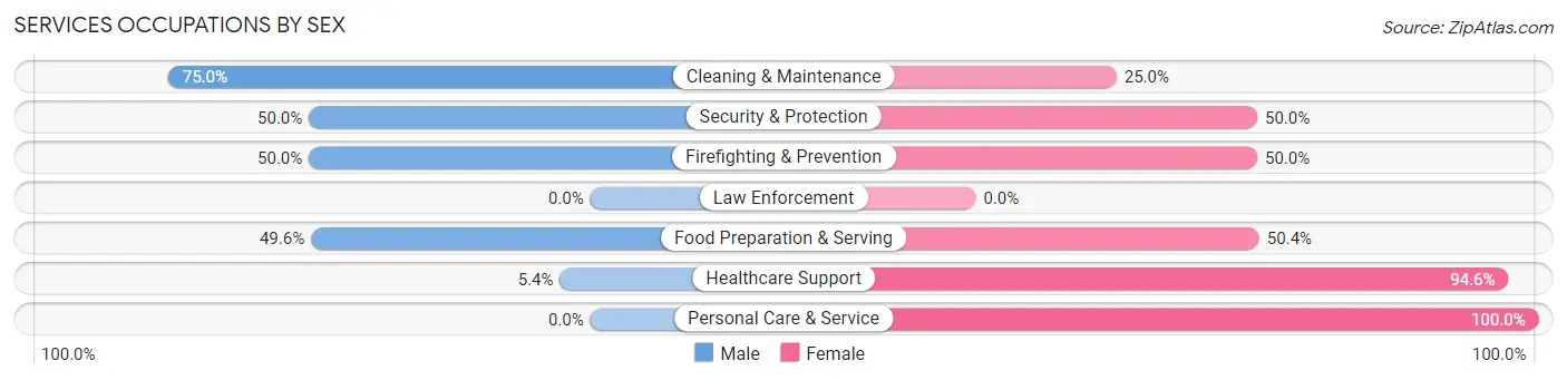 Services Occupations by Sex in Zip Code 66606