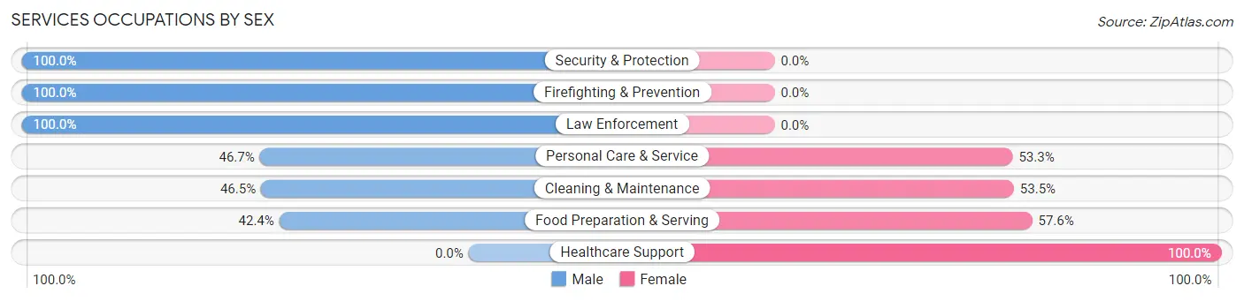 Services Occupations by Sex in Zip Code 66720