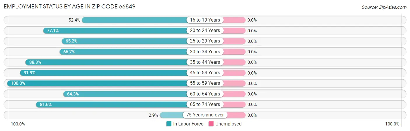 Employment Status by Age in Zip Code 66849