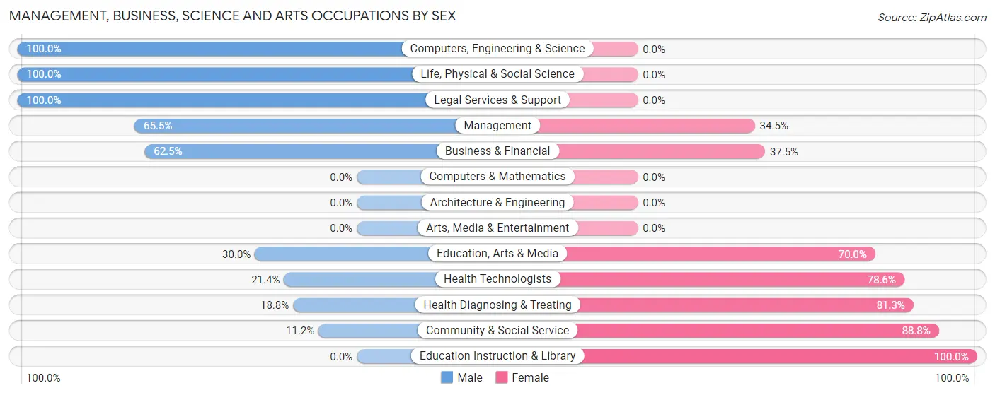 Management, Business, Science and Arts Occupations by Sex in Zip Code 66938