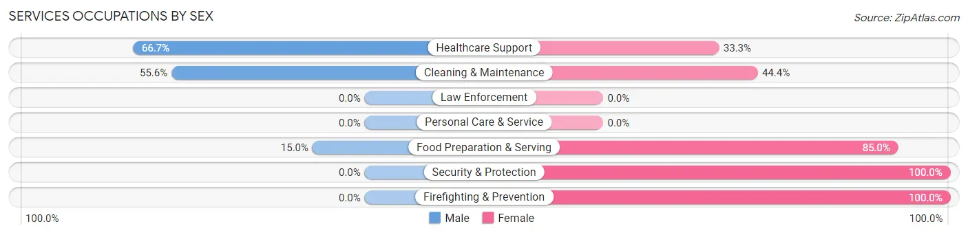 Services Occupations by Sex in Zip Code 66951