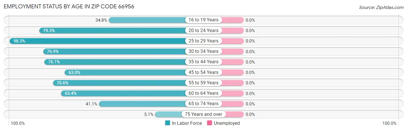 Employment Status by Age in Zip Code 66956