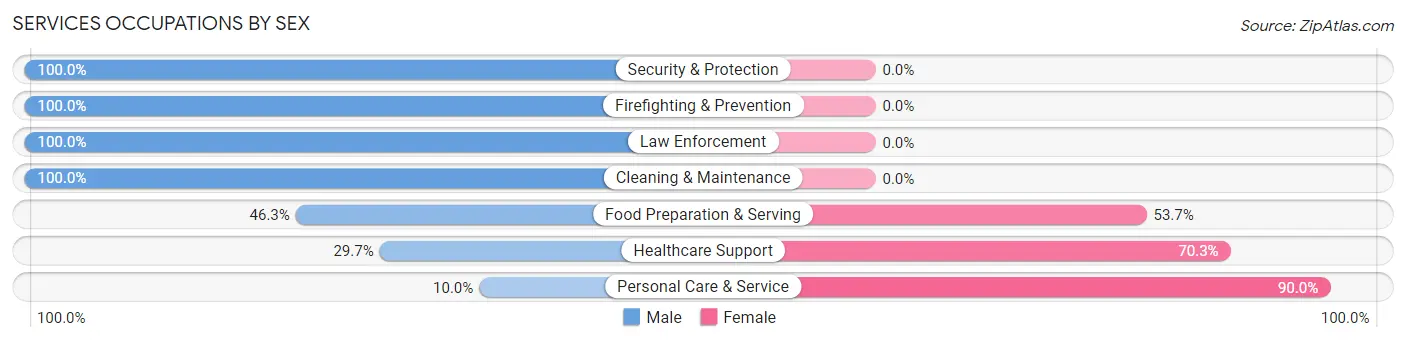 Services Occupations by Sex in Zip Code 67001