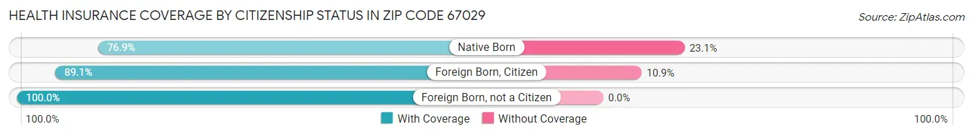 Health Insurance Coverage by Citizenship Status in Zip Code 67029